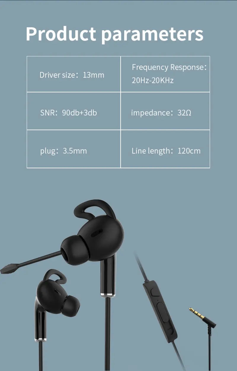 Wired Gaming Headset Earphone In-Ear Headphones with Mic - Shakefav.com