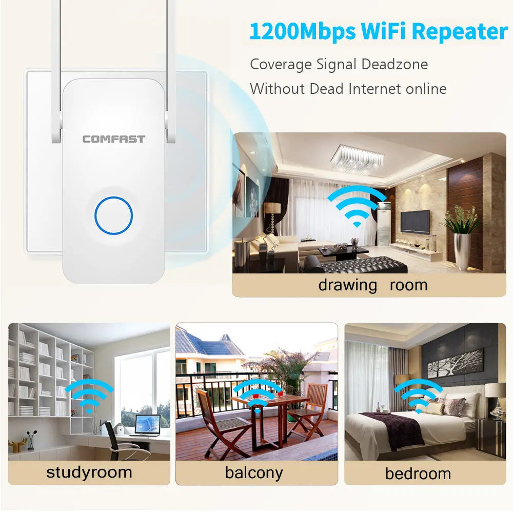 1200Mbps Extender Antenna Router Booster  WiFi Extender Repeater - Shakefav.com