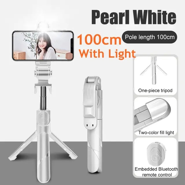 3 In 1 Tripod Bluetooth Selfie Stick with Fill Light for Smartphone - Shakefav.com