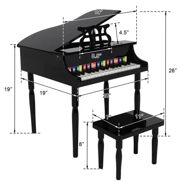 Wooden Toys 30-key Children's Wooden Piano with Music Stand - Shakefav.com