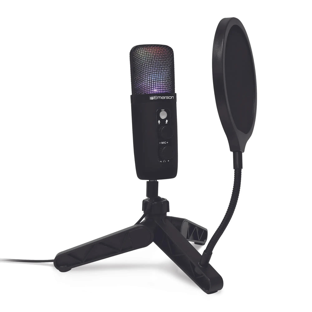 Emerson USB Gaming and Streaming Condenser Microphone with LED Sky Iapetus