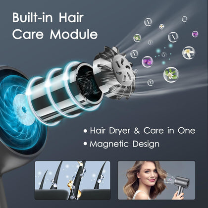 Sèche-cheveux, sèche-cheveux ionique avec module de soins capillaires, professionnel