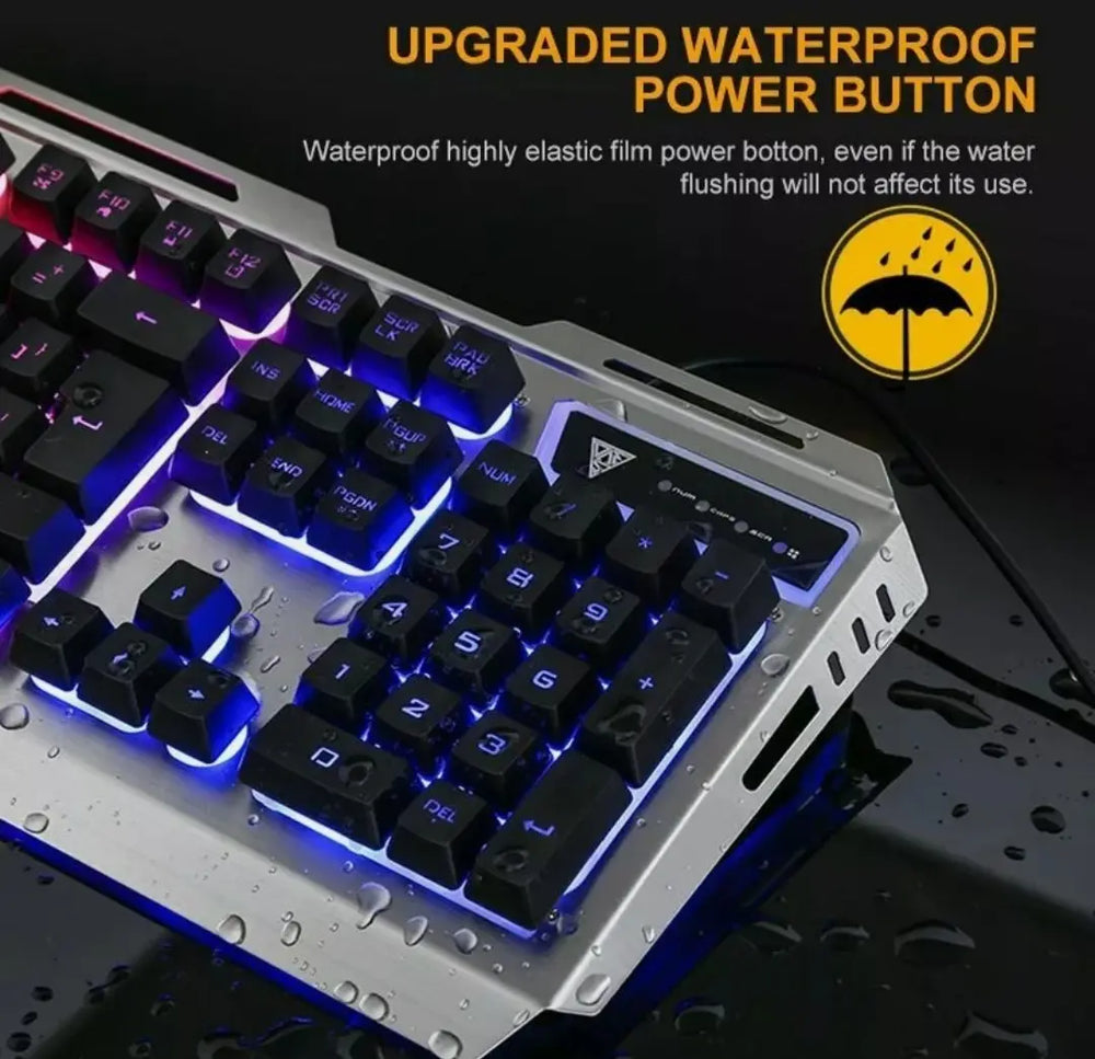 Ninja Dragon Metallic Silver Mechanical Gaming Keyboard and Mouse Set - Shakefav.com