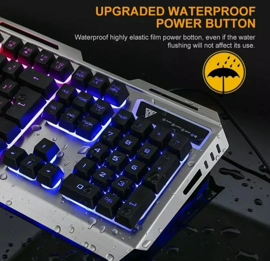 Ninja Dragon Metallic Silver Mechanical Gaming Keyboard and Mouse Set - Shakefav.com