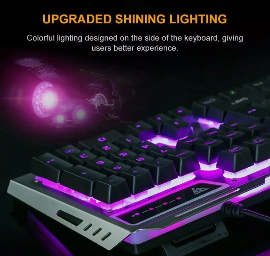 Ninja Dragon Metallic Silver Mechanical Gaming Keyboard and Mouse Set - Shakefav.com