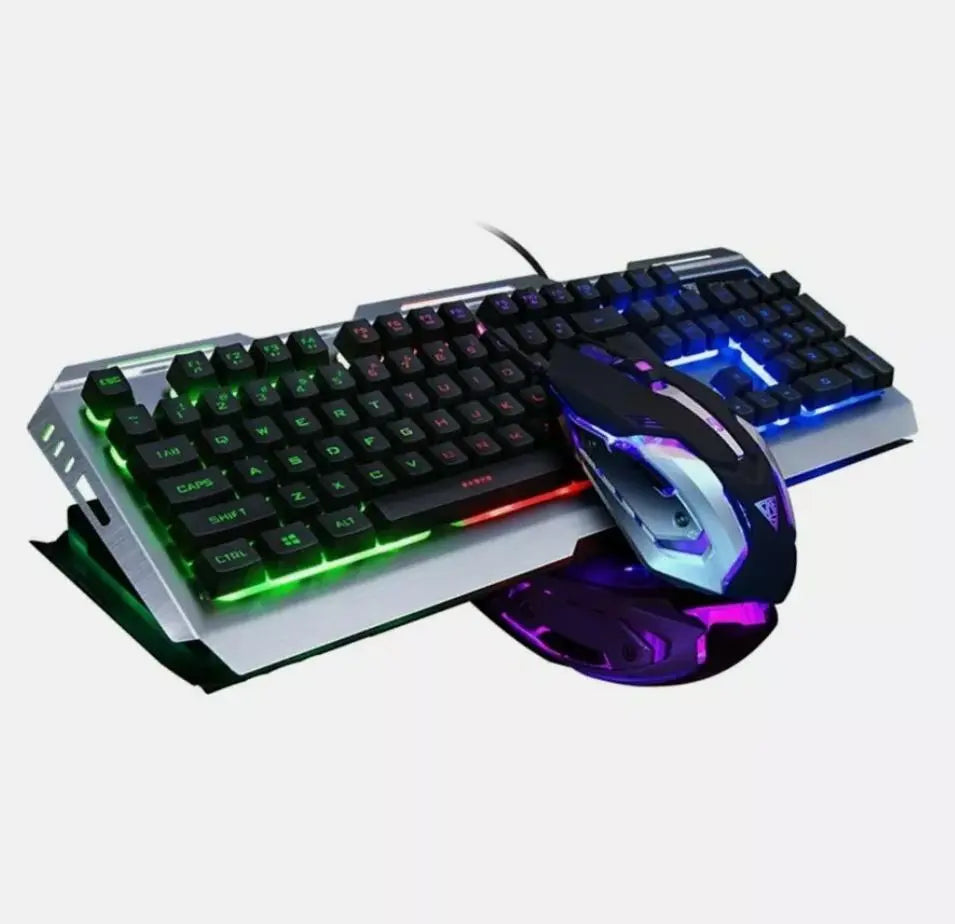 Ninja Dragon Metallic Silver Mechanical Gaming Keyboard and Mouse Set - Shakefav.com