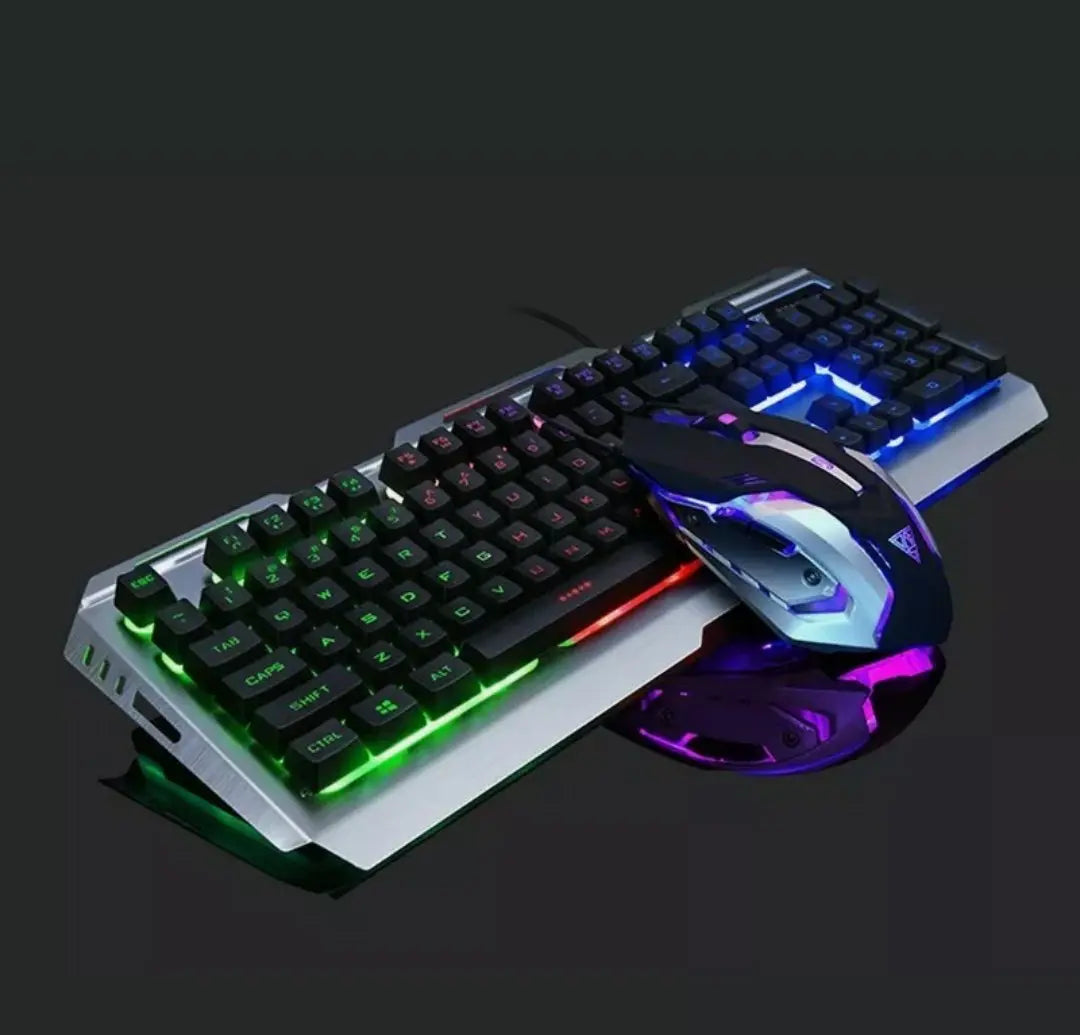 Ninja Dragon Metallic Silver Mechanical Gaming Keyboard and Mouse Set - Shakefav.com