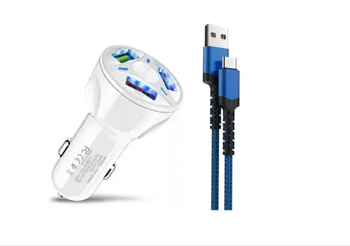 LED Fast Car Charger with USB C Android Cable Combo - Shakefav.com