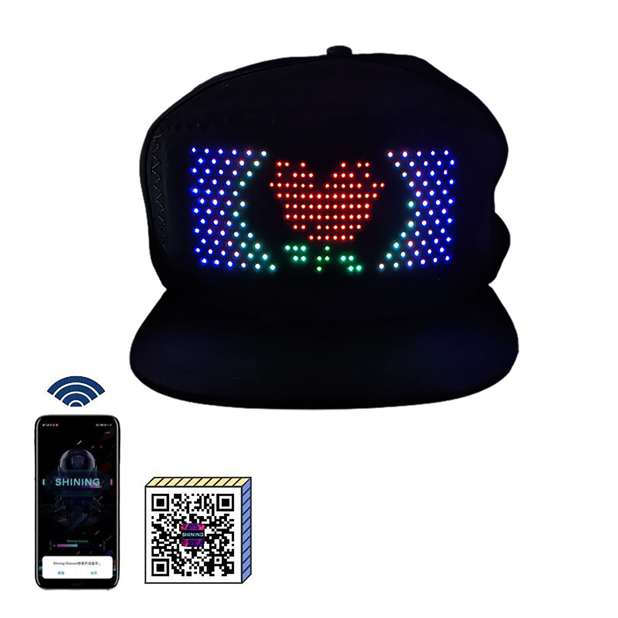 TGT Unique App Controlled LED Hat | Lightup Display Message LED Cap