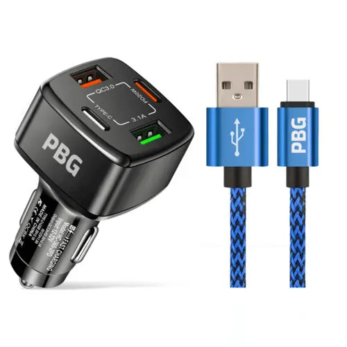 4-Port PD/USB Car Charger & 10FT Zebra iPhone Cable Bundle-4-Port Car Charger - Shakefav.com