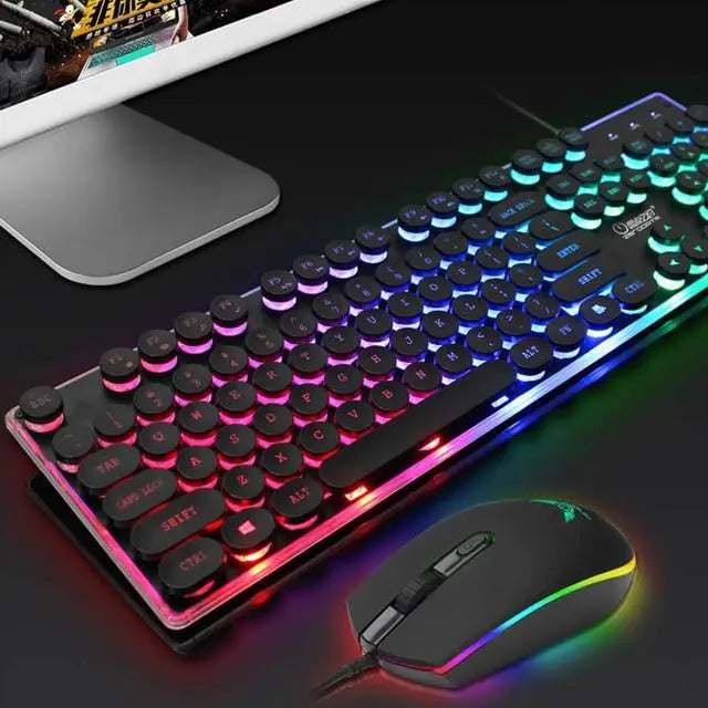 Dragon LED Backlight Gaming USB Wired Keyboard Mouse Set Yellow Pandora