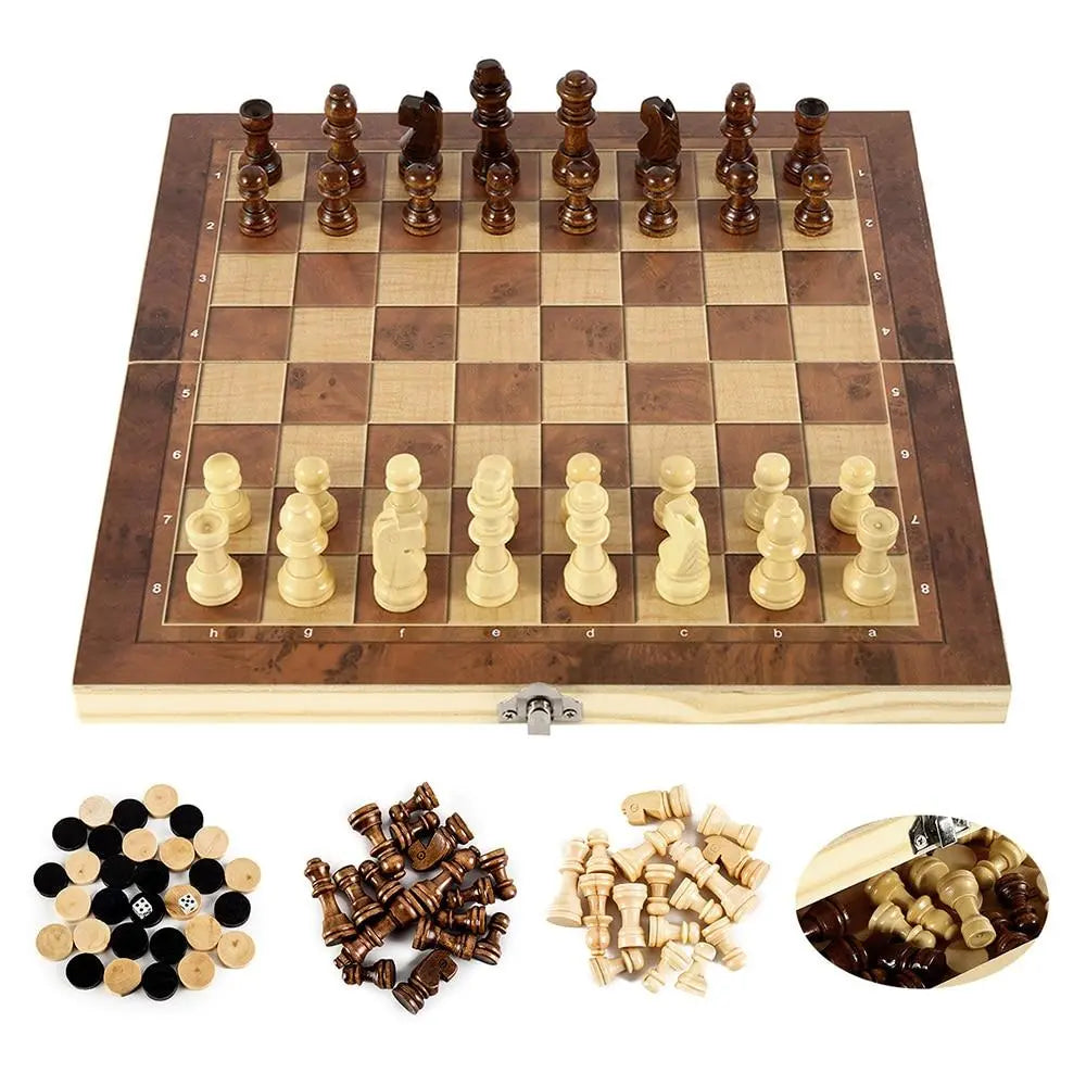 Foldable Wooden Chess Set Board Game-Foldable Chess Set - Shakefav.com