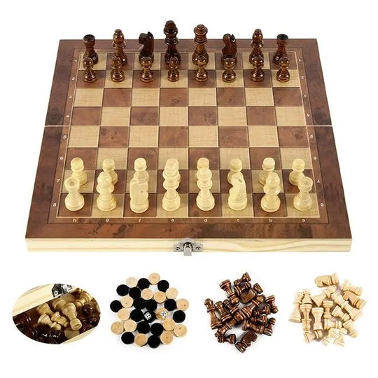 Foldable Wooden Chess Set Board Game-Foldable Chess Set - Shakefav.com