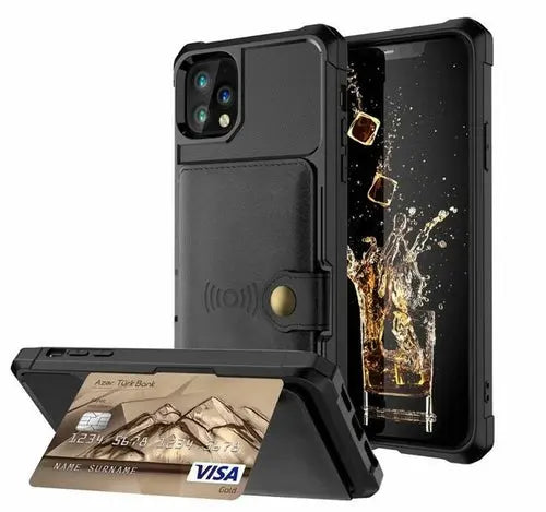 360 Protection Magnetic Leather Wallet Armor Case for iPhone - Shakefav.com