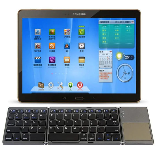 Portable Triple Folding Bluetooth Keyboard Wireless Mini Foldable - Shakefav.com