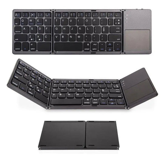 Portable Triple Folding Bluetooth Keyboard Wireless Mini Foldable - Shakefav.com