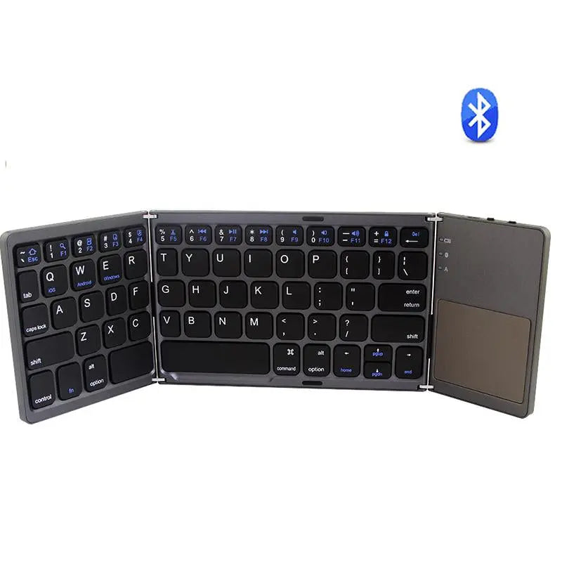 Portable Triple Folding Bluetooth Keyboard Wireless Mini Foldable - Shakefav.com