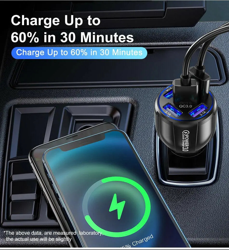 LED Fast Car Charger with USB C Android Cable Combo - Shakefav.com