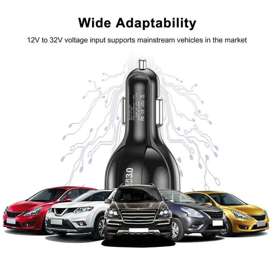 Black 4 Port LED Fast Car Charger and  6FT Charger Compatible for - Shakefav.com