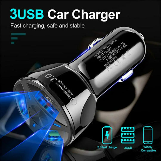 LED Fast Car Charger with USB C Android Cable Combo - Shakefav.com