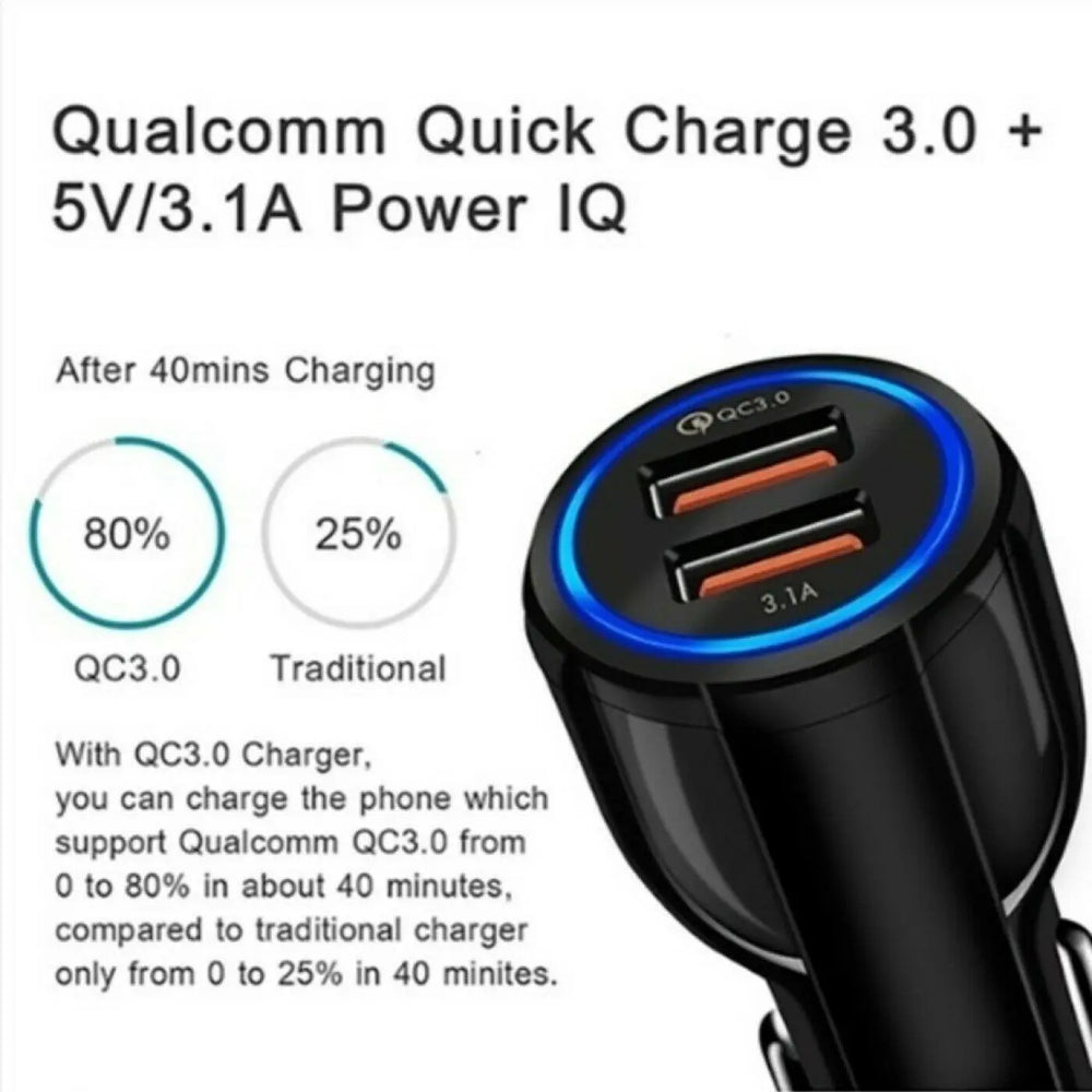 2 Pack 2 Port USB Fast Car Charger Adapter For Devices Black - Shakefav.com