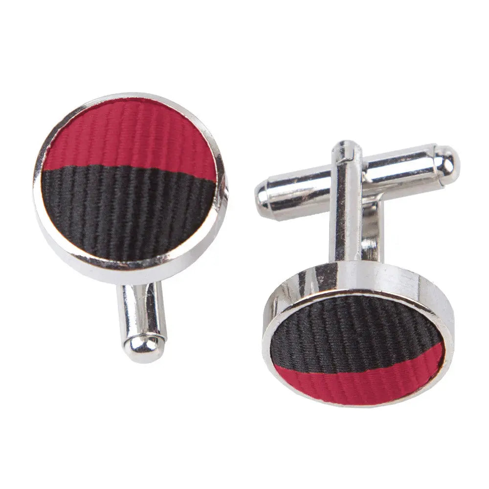 Striped Cufflinks - Burgundy & Black - Shakefav.com