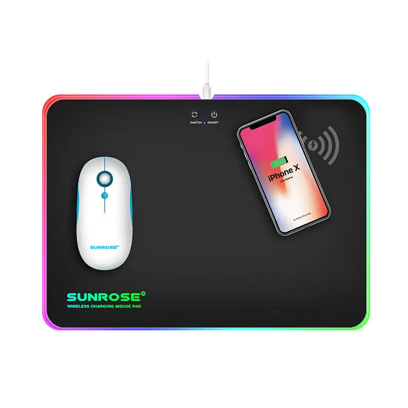 Wireless Charging Luminous Mouse Pad Maroon Asteria