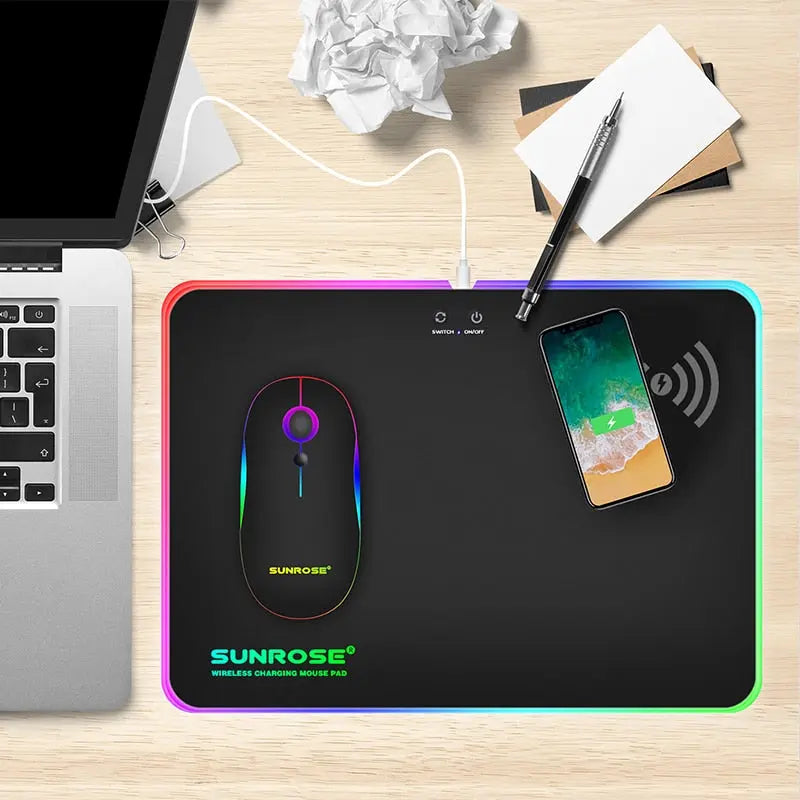 Wireless Charging Luminous Mouse Pad Maroon Asteria