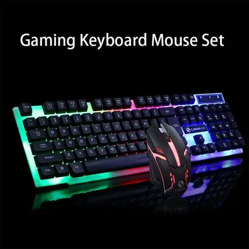 Gaming Keyboard Mouse Glowing Set Maroon Asteria