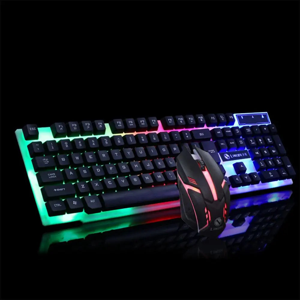 Gaming Keyboard Mouse Glowing Set Maroon Asteria