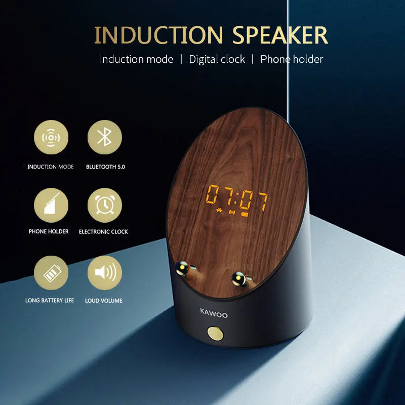 Wooden Speaker Smart Induction Speaker Phone Holder Maroon Asteria