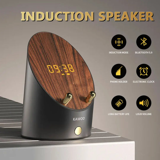 Wooden Speaker Smart Induction Speaker Phone Holder Maroon Asteria