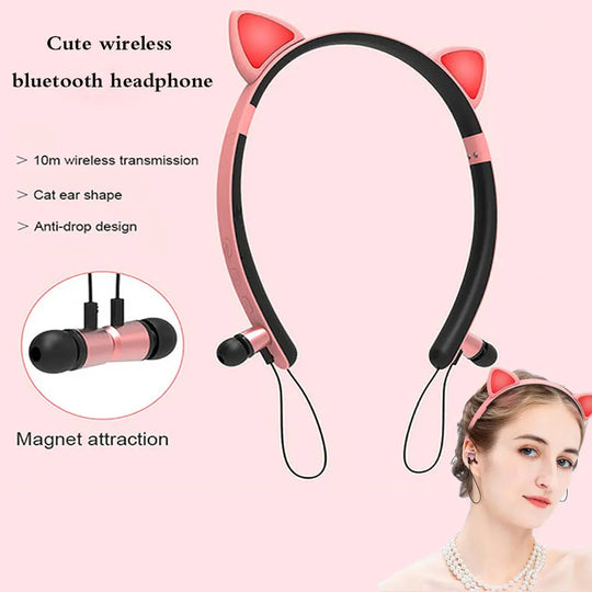 Cat Ear Headset With Microphone For All Phones Maroon Asteria