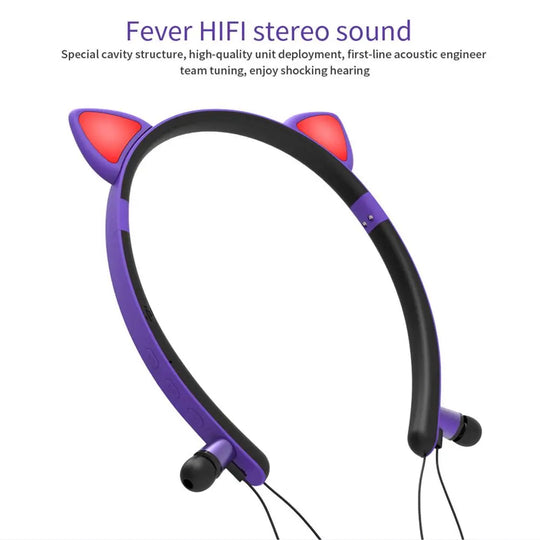 Cat Ear Headset With Microphone For All Phones Maroon Asteria