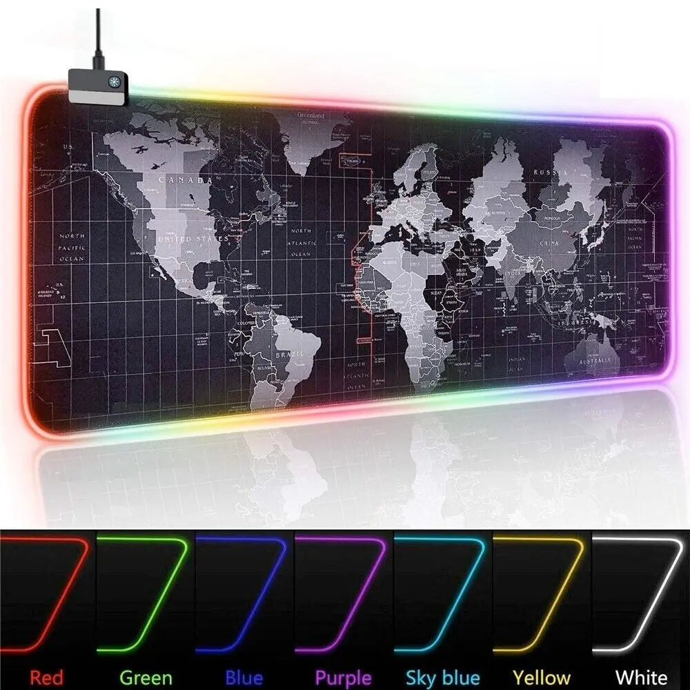 Dragon RGB Gaming Mouse Pad World Map - Shakefav.com