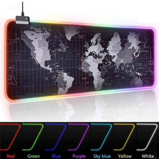 Dragon RGB Gaming Mouse Pad World Map - Shakefav.com