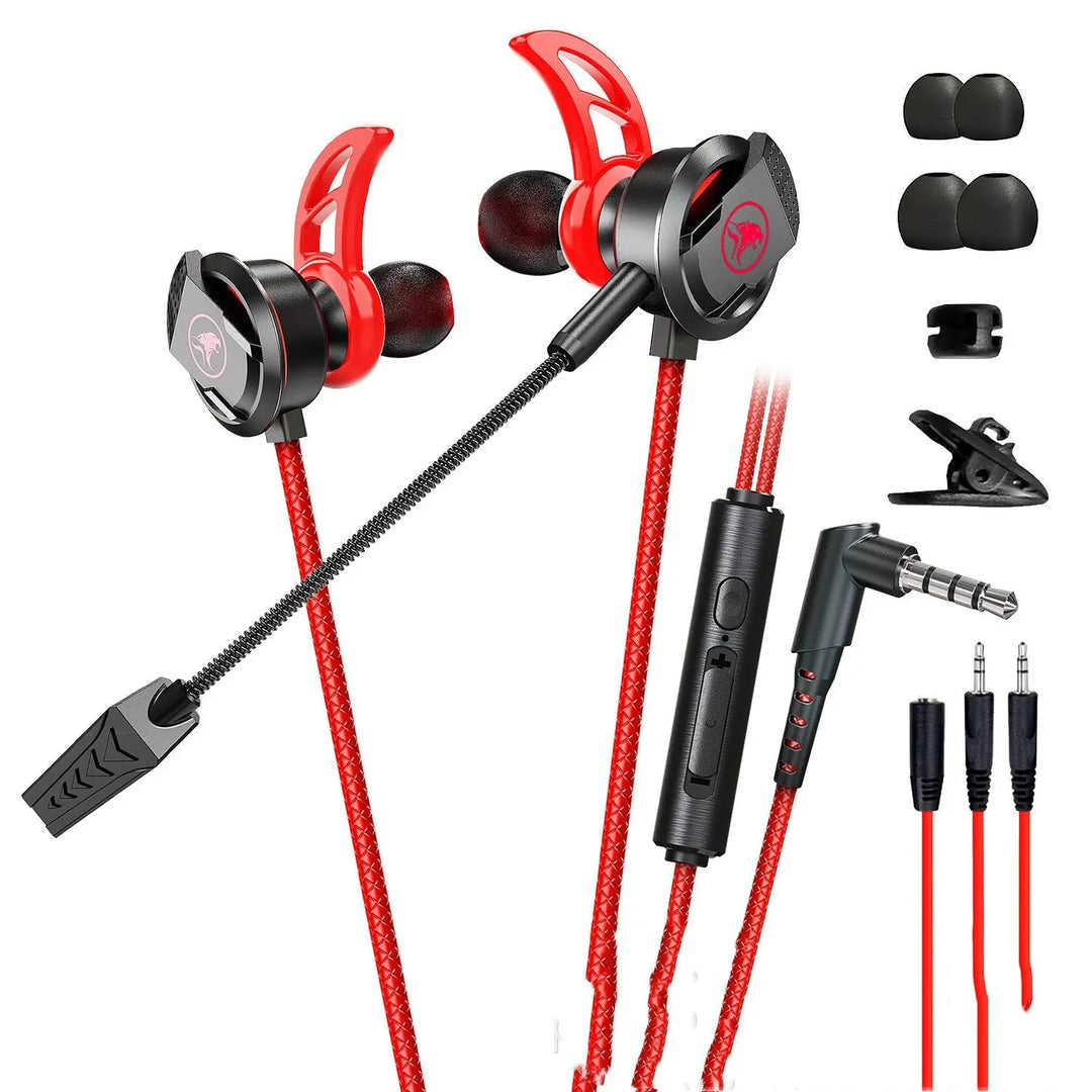 Wired Mobile Phone Computer Headset In-ear Long Mic Gaming Maroon Asteria