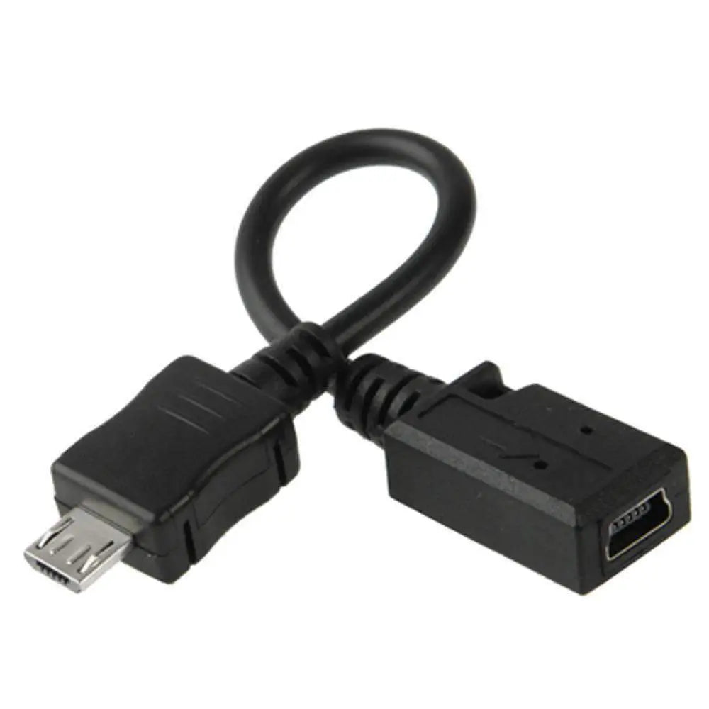 AMZER® 13cm Mini USB Female to Micro USB Male Cable Adapter - Black - Shakefav.com