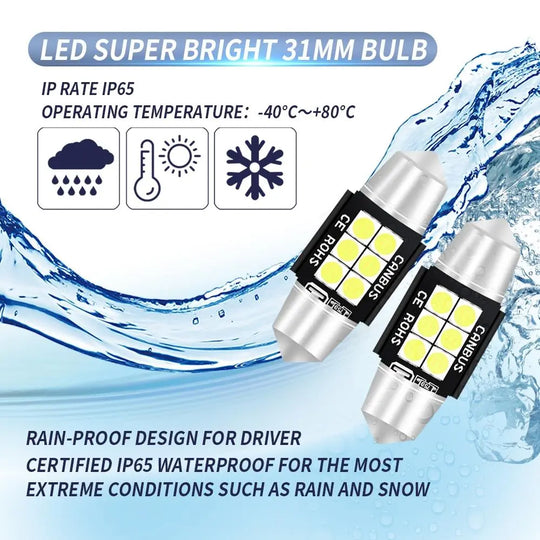 DC12V-24V 3W 6000K 660LM 6LED SMD-3030 LEDs Car Turn Light/ Reading - Shakefav.com