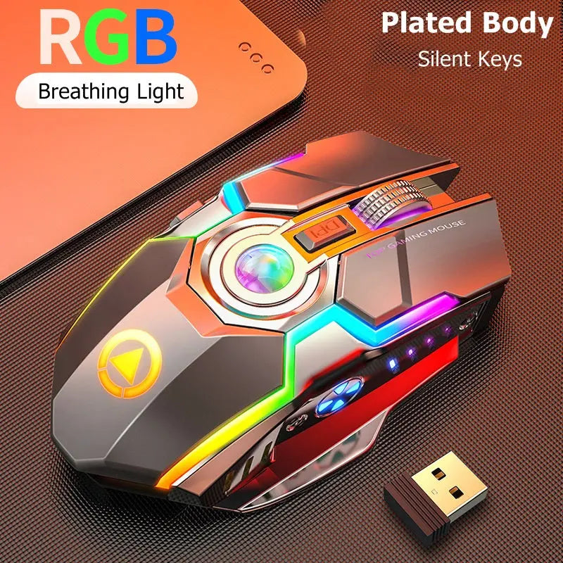 Color Wireless Gaming RGB Rechargeable Mute Button Mouse Maroon Asteria