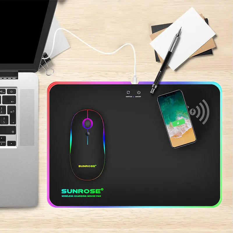 Wireless Charging Luminous Mouse Pad Maroon Asteria