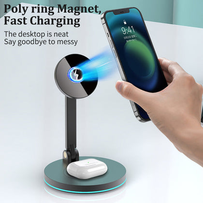 Compatible with Apple 2 In 1 Magnetic Wireless Charger Stand