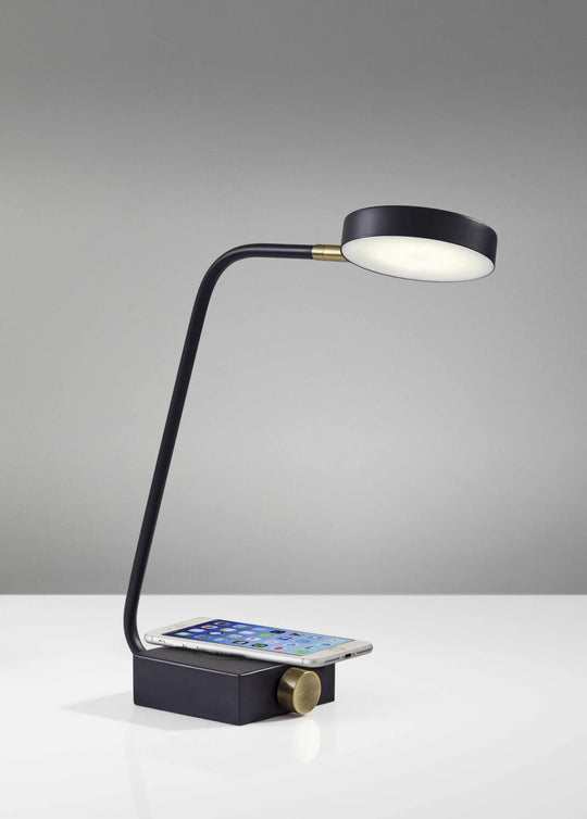 Tech Enhanced Black Metal Disk LED Adjustable Desk Lamp - Shakefav.com