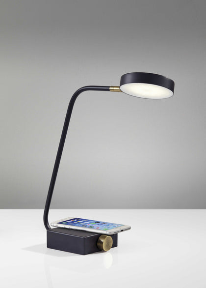 Lampe de bureau réglable à LED à disque en métal noir amélioré Tech