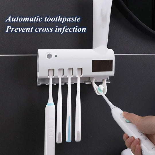 Automatic Toothpaste Dispenser Wall Mount Dust-proof Toothbrush Holder - Shakefav.com