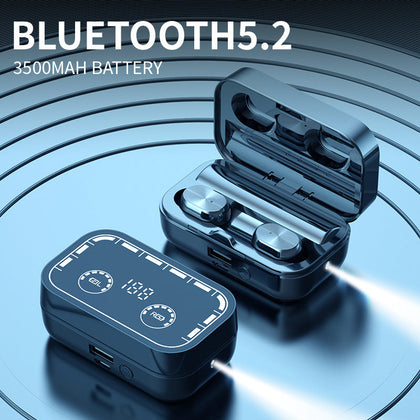 High Battery Wireless Bluetooth Headset Flashlight Touch