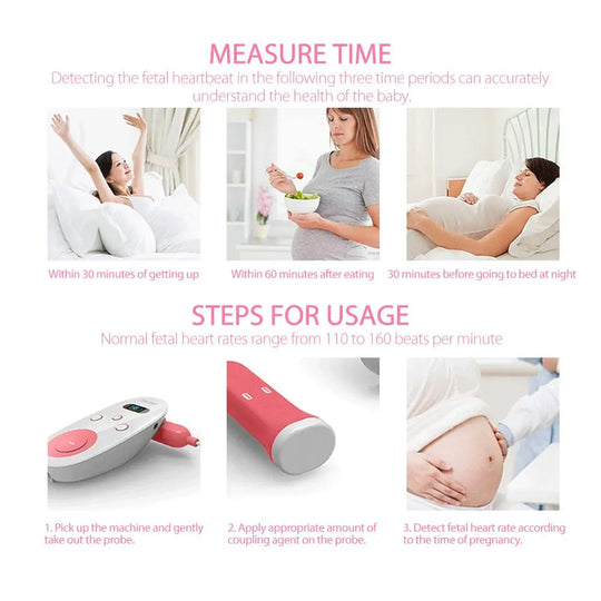 LCD Display 2.0MHz Doppler Fetal Heart Rate Monitor Pregnancy Baby SP - Shakefav.com