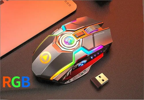 Color Wireless Gaming RGB Rechargeable Mute Button Mouse Maroon Asteria