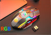 Souris de jeu sans fil couleur RVB, bouton muet, rechargeable