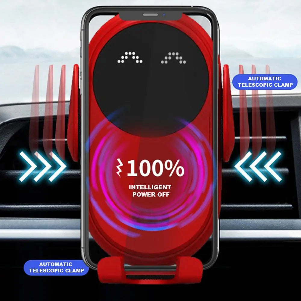 15W Car Wireless Charger Phone Holder Infrared Induction Fast Charger Pink Iolaus